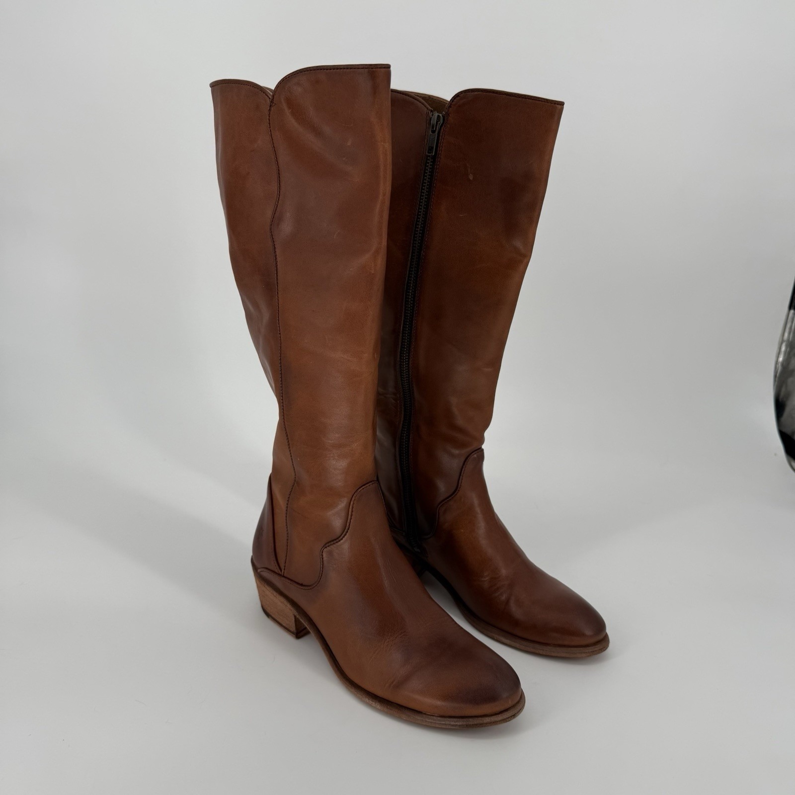 Nib Rare Frye Carson Piping Tall Women's Size 8m Boots - Caramel - Extended Calf